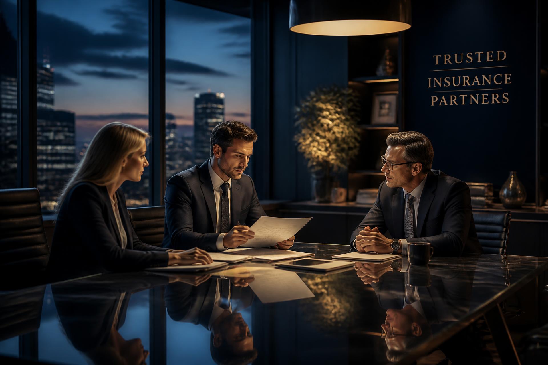 Insurance agency leadership team reviewing candidate profiles